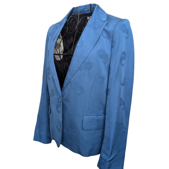 Zadig & Voltaire Victor Jacquard Paisley Blue Blazer Jacket Women Extra Small 34 - Picture 5 of 14